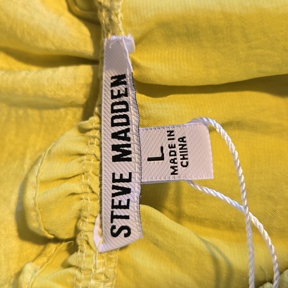 Steve Madden Prairie Dreams Golden Lime Ruffled Mini Dress Size L - Picture 7 of 13